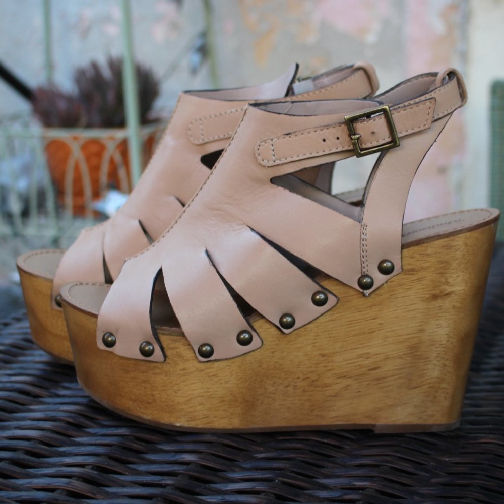 NIB Madison Harding Platform Sandal Nude Leather 8 - Picture 4 of 10